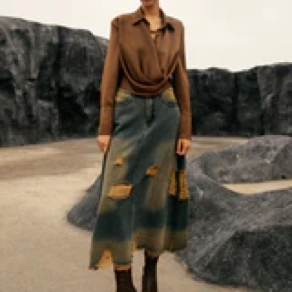 Button Cowl Neck Long Sleeve Shirt